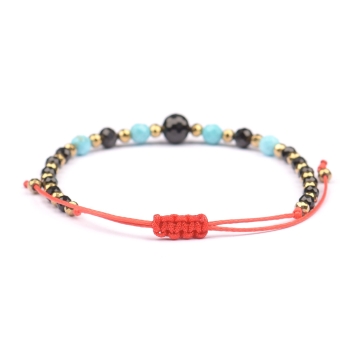 Bransoletka celebrytka czarny TURMALIN TURKUS HEMATYT ochrona i szczęście